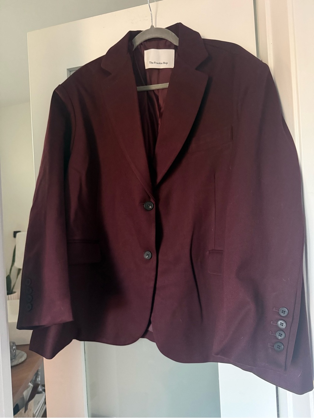 The Frankie Shop Burgundy Single-Breasted Blazer